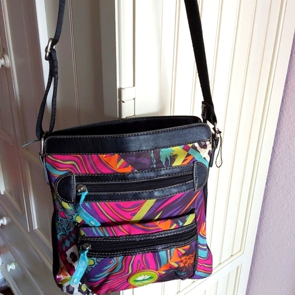 Lily Bloom Handbags - EUC Colorful Lily Bloom Crossbody Bag Bright Colors Neon Florals